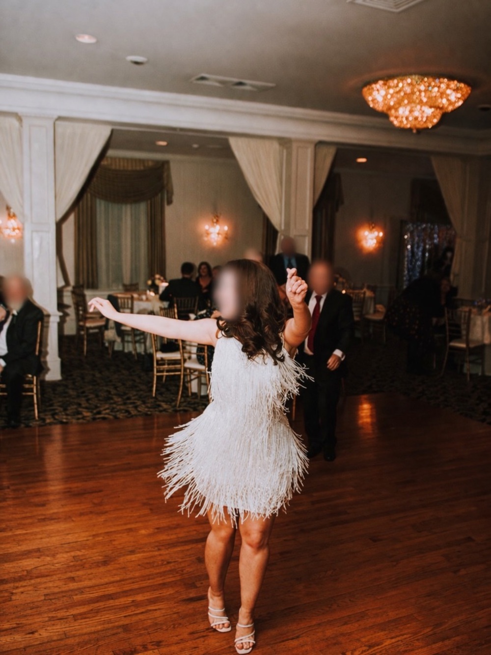 NADINE MERABI Sadie White Beaded Fringe Mini Dress